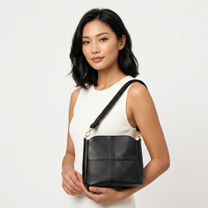 Sac à bandoulière en cuir véritable pour femme, grande capacité, avec fermeture éclair, sac à main marron grainé pour le quotidien et les voyages - Product Image 5