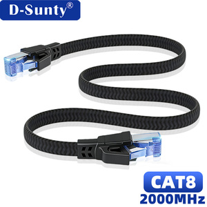 Cat8 Flat Braided <b>Ethernet</b> <b>Cable</b> 40Gbps 2000MHz SSTP Pure Copper 30AWG Nylon Braided Network Patch Cord 305M High Speed Gaming - Product Image 1
