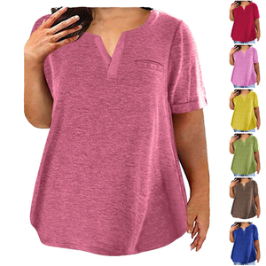 Camisetas de Verano para Mujer al por Mayor, Holgadas, Transpirables, Ecológicas, con Estampado Informal, de Punto, Manga Corta y Cuello Redondo - Product Image 4