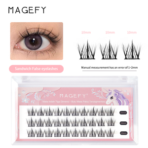 Kits d'extensions de cils <span class=keywords><strong>Magefy</strong></span> en gros sous marque privée, courbure C, 10 mm, extensions en éventail 3-en-1, cils bouclés, faux cils - Product Image 2