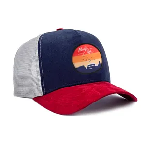 Wholesale Trucker Hats Factory Custom Suede Mesh Cap Embroidery Logo Mesh Trucker Hats
