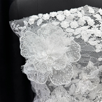 GCW-2410010-7 Applique en dentelle 3D à fleurs, perles et paillettes pour robes de mariée