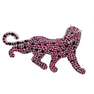 Luxury Animal <b>Brooch</b> Pin in 925 Sterling Silver with Ruby Inlay for <b>Women's</b> Wedding Gift - Product Image 2