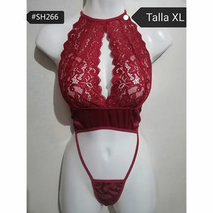 Lingerie Sexy Personalizzata Taglie Forti per Donne Curvy, <span class=keywords><strong>Body</strong></span> in Pizzo con Schiena Incrociata SH266 - Product Image 6