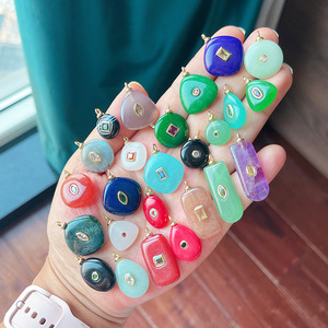 Ciondolo in <span class=keywords><strong>Pietra</strong></span> Semi-<span class=keywords><strong>Preziosa</strong></span> Stile Europeo-Americano, Agata per Bambini con Ametista, Turchese e Colori Rosso e Nero - Product Image 1