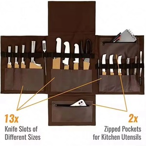 Échantillon Gratuit - Sac de Rangement Extensible pour Ustensiles de Cuisine à 13 Emplacements pour Couteaux, Sacs à Couteaux en Cuir de Luxe pour Chefs, Cuisiniers, Barbecues - Vente en Gros - Product Image 3