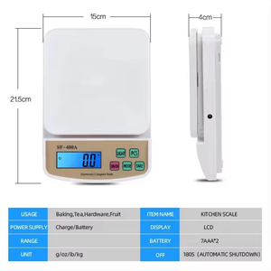 SF400A Capacidad/precisión 10kg/1g Blanco Uso en el hogar Básculas de cocina de alta calidad Báscula de pesaje de alimentos Digital - Product Image 4