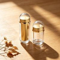 Bouteilles capsules en acrylique transparent de luxe avec intérieur doré, contenants vides pour pilules, vitamines, suppléments, médicaments, emballages personnalisés