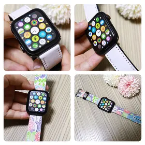 Pulseira de relógio inteligente de couro, correia de relógio em branco com design personalizado do oem para apple watch series 7