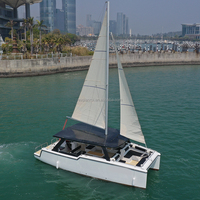 Catamaran à voile de 9,8 m, moteur hors-bord de 90 CV, largeur de 4,67 m, cabine marine, toilettes, navigation AIS, kit de sécurité complet, usine OEM