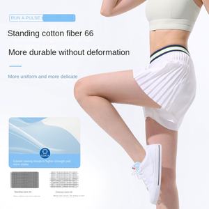 高品質女性用屋外テニスショーツスカートゴルフピクルスボールハイウエスト<span class=keywords><strong>2</strong></span> in 1ランニングショーツポケット付き - Product Image 2