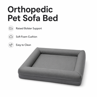 Canapé-lit rectangulaire imperméable pour chiens, facile à nettoyer, résistant aux taches, avec coussin et rebord surélevé