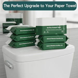Disposable Organic <b>Compostable</b> Natural Eco Friendly Organic Bamboo Flushable Wet Wipes - Product Image 3