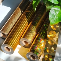 Échantillon Gratuit : Feuille Holographique Dorée pour Estampage à Froid ou à Chaud, pour Emballage Papier, Plastique, Verre, Impression, Feuille Réactive au Toner pour Plastifieuse