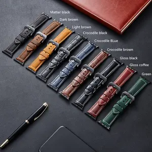 Cinturino per orologio in vera pelle da uomo gravin più venduto per Apple iwatch Series 8 ultra 7 6 se band 45mm 44mm 42mm 41mm 40mm 38mm