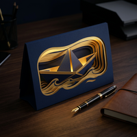 Calendrier de bureau 3D 2027 Modèle de bateau Bloc-notes 3D avec porte-stylo Artisanat en papier LED pour l'école, le bureau et la maison