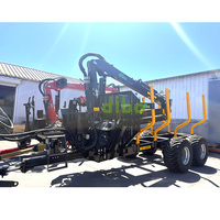 Remorque forestière DIBO CE TUV pour travaux lourds, 14 tonnes, pour le transport de bois, avec grappin hydraulique 7.8