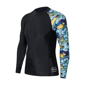 Custom Rash Guard Men Sublimation <b>Printed</b> Wholesale Spandex Rash Guard <b>Surfing</b> Diving Rash Guard Men Compression Shirts - Product Image 2