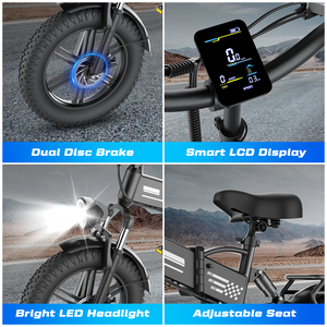 Bicicleta Eléctrica Plegable E20 con Llantas Gruesas de 48V y 250W para Adultos, Disponible en Almacenes de la UE y EE. UU. - Product Image 4