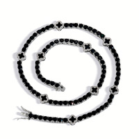 Collier chaîne tennis trèfle à quatre feuilles en zircone noire de 4 mm de qualité supérieure, simple rangée, bijoux hip-hop avec fermoir sécurisé, vente en gros