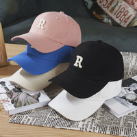 Gorra de béisbol de corona rígida con logo R para mujer, estilo coreano, a prueba de sol, para parejas, de moda en internet, transfronteriza