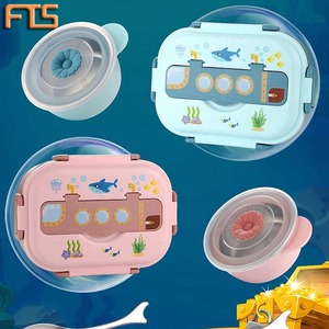 FTS bento box stainless steel customizable school cartoon child gift set insulated cute kids plastic lunch box