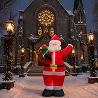 Vente en gros de décorations de Noël personnalisées, Père Noël portant un sac de cadeaux, décorations gonflables avec lumières LED pour la décoration extérieure du jardin