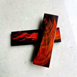 Bloque Rectangular de Cuerno de Búfalo Artesanal, Tamaño y Color Personalizados, Natural, Pulido, Ecológico, con Vetas Rojas y Negras, para Manualidades - Product Image 1