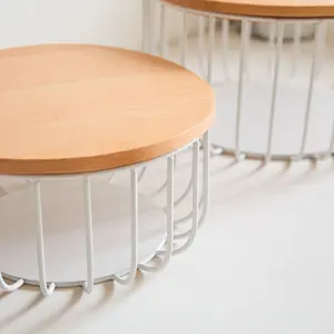 Set von 2 Küche Wohnzimmer Tischs chrank Metall und Holz Aufbewahrung skorb