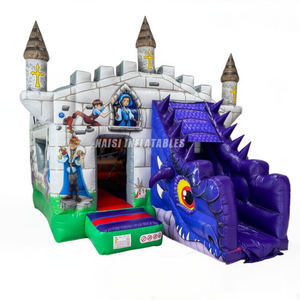 Château <span class=keywords><strong>gonflable</strong></span> commercial pour enfants, thème chevalier médiéval, avec toboggan, idéal pour la location - Product Image 2