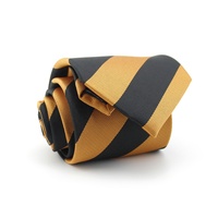 Cravate pour hommes avec logo personnalisé en polyester jacquard tissé doré noir rayé sport anniversaire personnalisé Club cravate pour hommes vente en gros