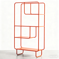 Meuble console en acier, centre de divertissement, meuble TV LED, meuble multimédia avec vitrine, meuble TV en métal, table console