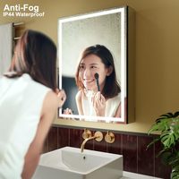 Armoire de toilette en aluminium avec miroir LED anti-buée, réglage de la couleur de la lumière, prises et ports USB