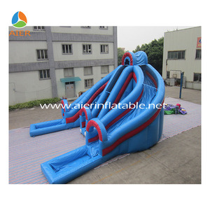 Scivolo acquatico gonfiabile gigante a doppia corsia <span class=keywords><strong>blu</strong></span> con doppie piscine, resistente per eventi estivi, parchi acquatici e aziende di <span class=keywords><strong>noleggio</strong></span> eventi - Product Image 1