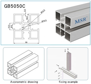 <span class=keywords><strong>Profilé</strong></span> <span class=keywords><strong>en</strong></span> aluminium à double rainure de <span class=keywords><strong>50x50</strong></span> mm, anodisé clair, rainure <span class=keywords><strong>en</strong></span> <span class=keywords><strong>T</strong></span> de 8 mm, <span class=keywords><strong>profilé</strong></span> creux, OB5050F, OB5050A, OB5050B, GB5050C # 8090 - Product Image 4