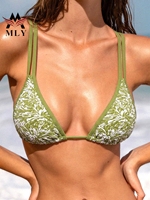 Fabricants de maillots de bain personnalisés, ensemble de bikini triangle à bretelles doubles texturées, maillots de bain de haute qualité pour femmes