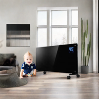Chauffage infrarouge à panneau plat en verre mural ou sur pied avec interrupteur tactile électrique, classe A+++ d'efficacité énergétique pour la maison et l'hôtel