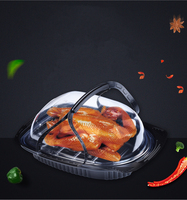 Qualité alimentaire jetable en plastique noir PP boîte d'emballage à emporter mircrowavable sortir poulet rôti avec couvercle transparent