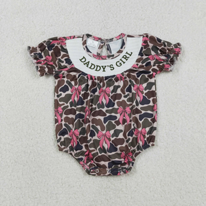 Vêtements pour enfants en gros, tenue pour enfants avec broderie smockée 'Daddy's Girl', barboteuse à volants, vêtements pour bébés filles pour la fête des pères - Product Image 3
