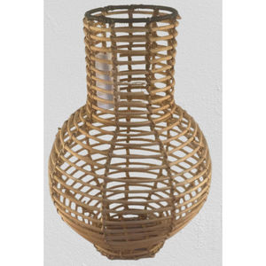 Vase à fleurs IIRON & RATTAN, forme ronde, décoration d'intérieur pour salon, art déco, fer et rotin léger - Product Image 1