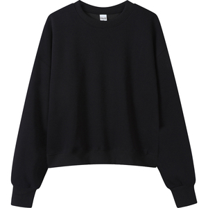 All'ingrosso OEM donna allentata Pullover Crop <span class=keywords><strong>oversize</strong></span> stampa personalizzata cotone Cropped girocollo Top felpa da donna - Product Image 5