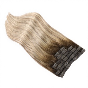 Extensiones de Cabello Humano Brasileño Remy Virgen con Clip, Doble Trama, Balayage, Entrega Rápida Xinda, Nueva Llegada - Product Image 2