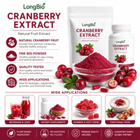 LongBio Natuurlijk Cranberry Fruitpoeder Vaccinium Macrocarpon Voedingskwaliteit Vriesgedroogd Poeder voor Dranken Gummies Smoothies Bulk