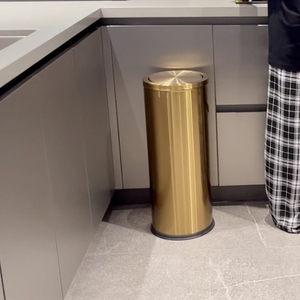 30L Golden Stainless Steel Trash Can Standing Shake Lid Special <strong>Large</strong> Waste <strong>Bin</strong> for Shopping Mall Corridor Office Building - Product Image 6