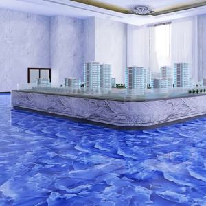 Carrelage de sol en marbre bleu au design moderne de luxe KTX Carreaux métallisés émaillés bleu rose 600x1200 pour salon Villa Maison - Product Image 3