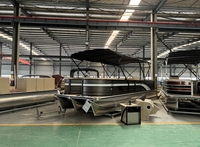 Bateau ponton catamaran en aluminium soudé de 5,8 m (19 pieds) pour la famille, les fêtes aquatiques, les lacs et les rivières, à vendre