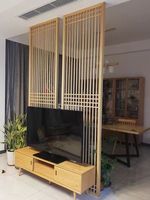 Mampara Corredera Moderna y Sencilla de Fábrica China, Rejilla de Madera Maciza, Puerta con Diseño Minimalista, Aislamiento Acústico