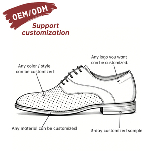 OEM Custom Perforated Genuine Leather Oxfords Men's <b>Dress</b> Shoes Pointed Toe Lace-up Breathable Office Formal Shoes - Product Image 6