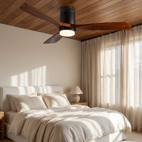 Ventilateurs de plafond en bois de qualité supérieure, 52 pouces, AC 100-240V DC35W, avec lampe et télécommande, pour chambre à coucher