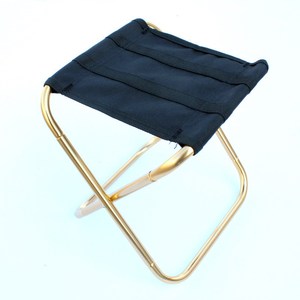 Folding <b>Stool</b> Aluminum Alloy <b>Portable</b> Outdoor Camping Chair Rectangular Gold Color Foldable Garden Use - Product Image 2